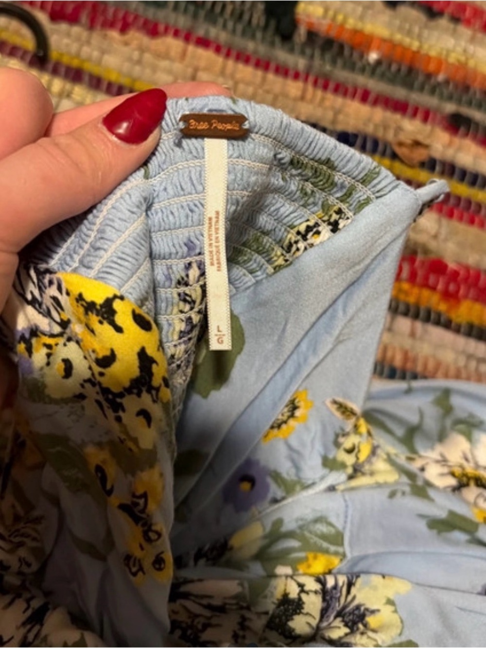 Free People Sky Blue Floral Sundress with Yellow Blooms